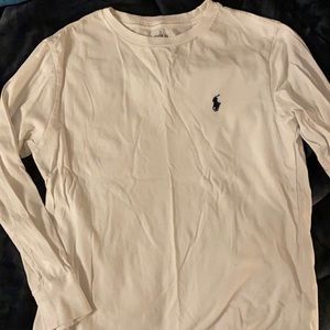 White with Navy long sleeve T. Polo